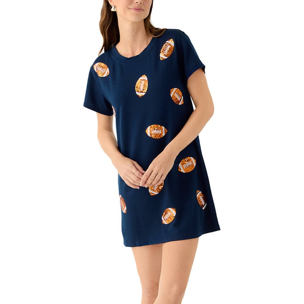 Mary Square ANNA Navy & Orange Football 🏈 Dress